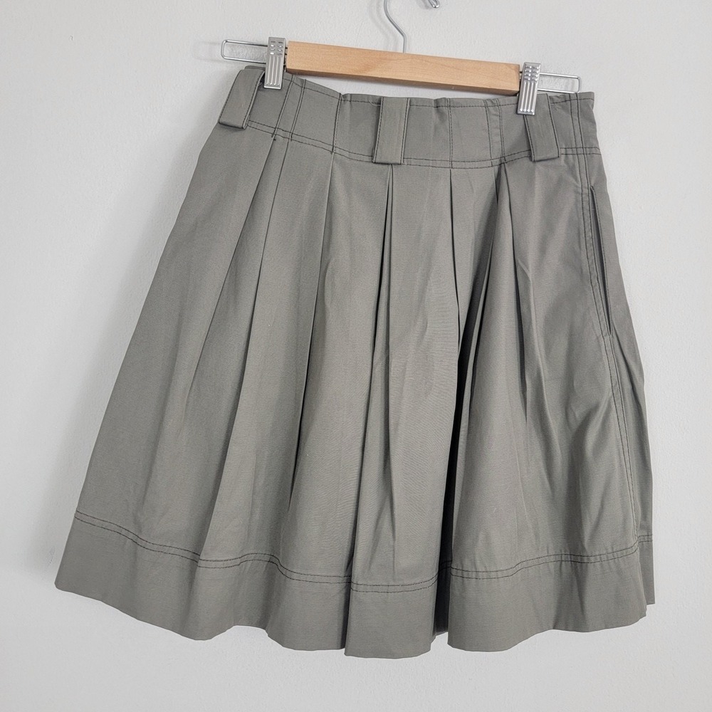 Zara Woman Pleated Mini Skirt Belted Button Fly Beige Preppy Pockets Size S - Picture 3 of 10